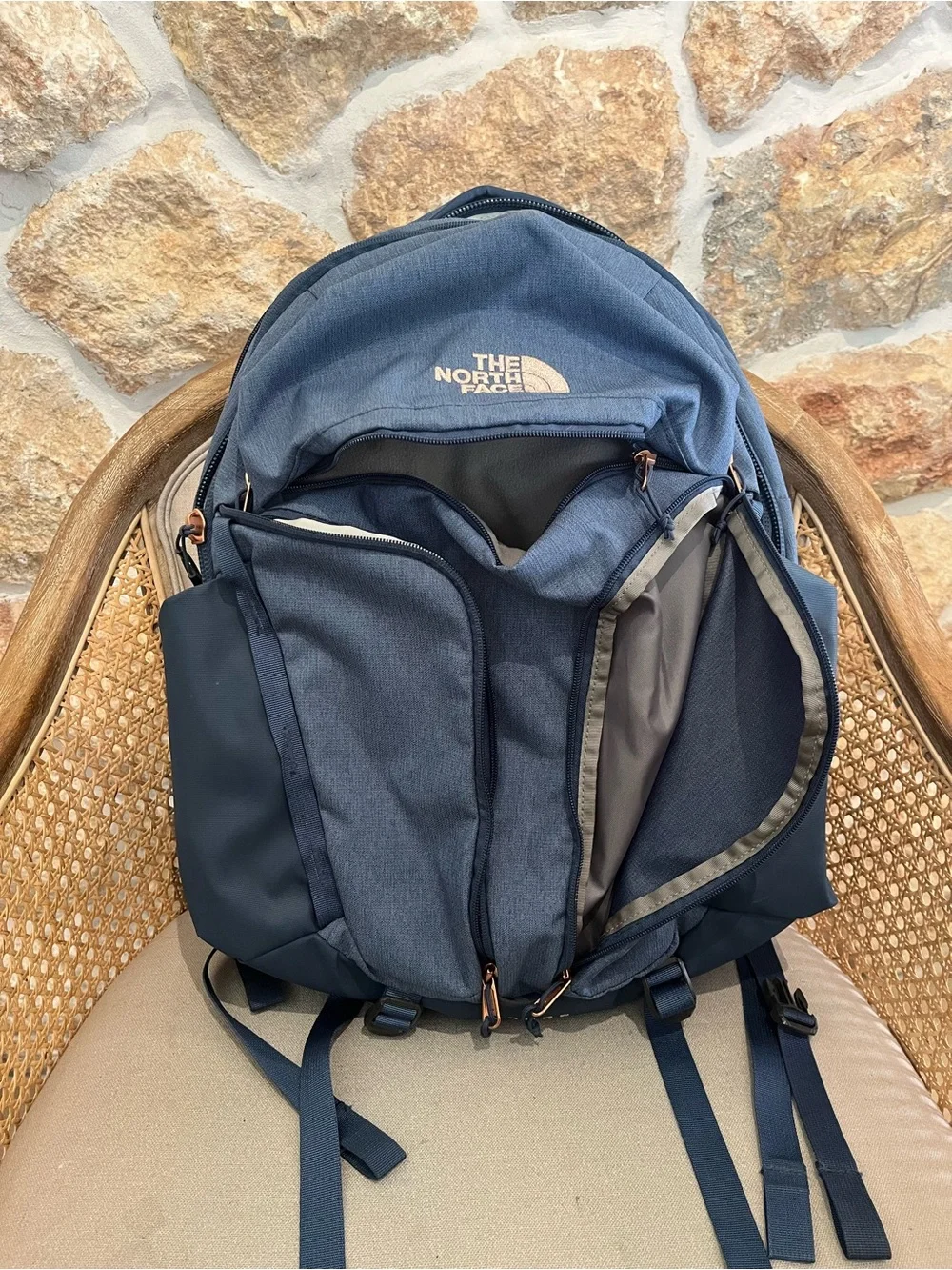 The North Face Blue Backpack with Navy Accents